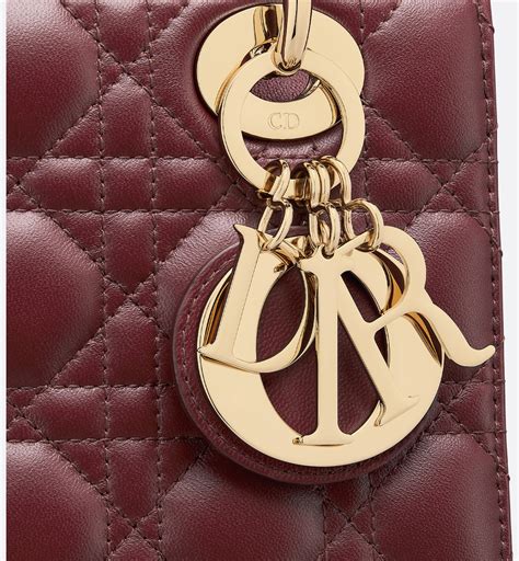 Small Lady Dior My ABCDior Bag Burgundy Cannage Lambskin